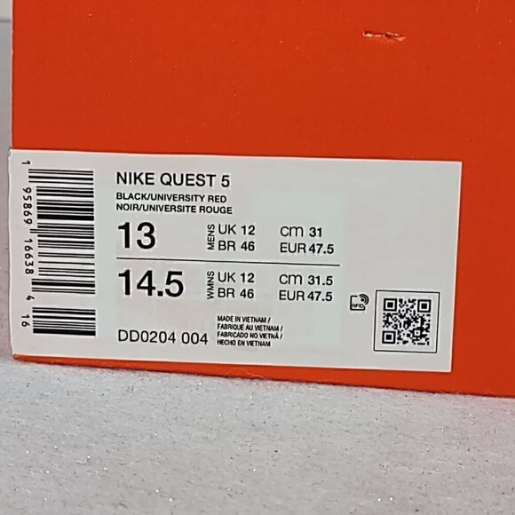 Nike Quest 5 Men's Shoes Black University Red DD0204-004, Size 13 (New In Box) - Picture 9 of 10